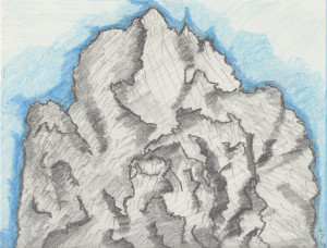 Artwork of a fictional mountain.